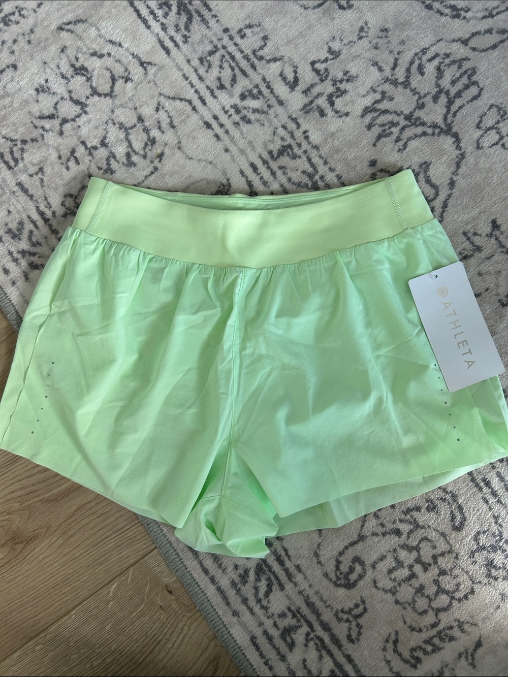 Athleta Neon Mint High-Waist Athletic Shorts
